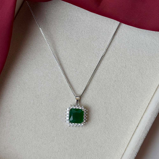 Rhombus Pendant (Silver Green)