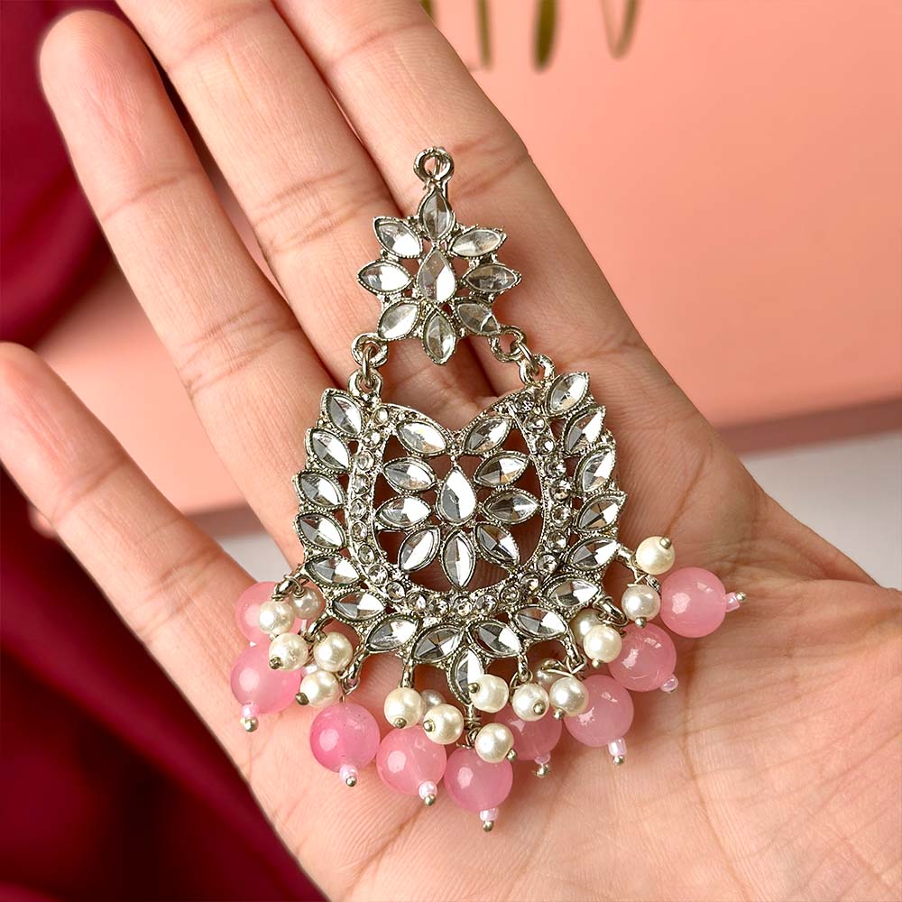 Sameera Earrings Silver (Baby Pink)