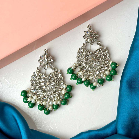 Sameera Earrings Silver (Green)