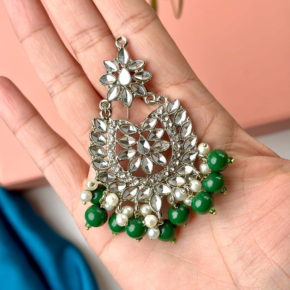Sameera Earrings Silver (Green)