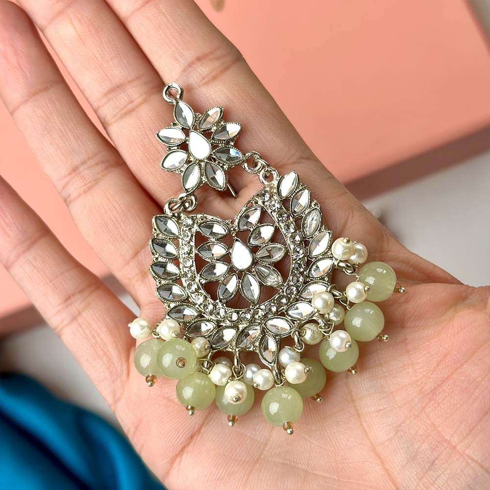 Sameera Earrings Silver (Light Green)