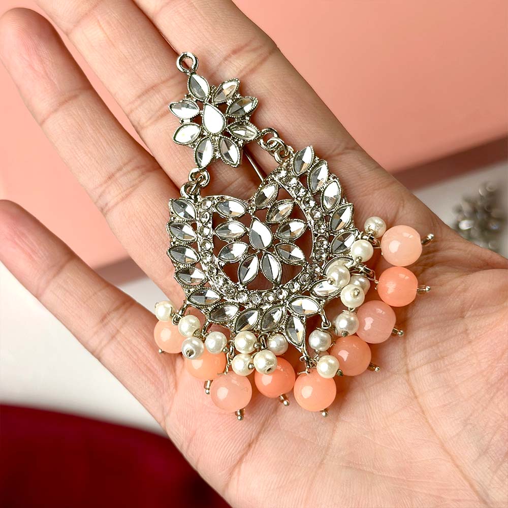 Sameera Earrings Silver (Peach)