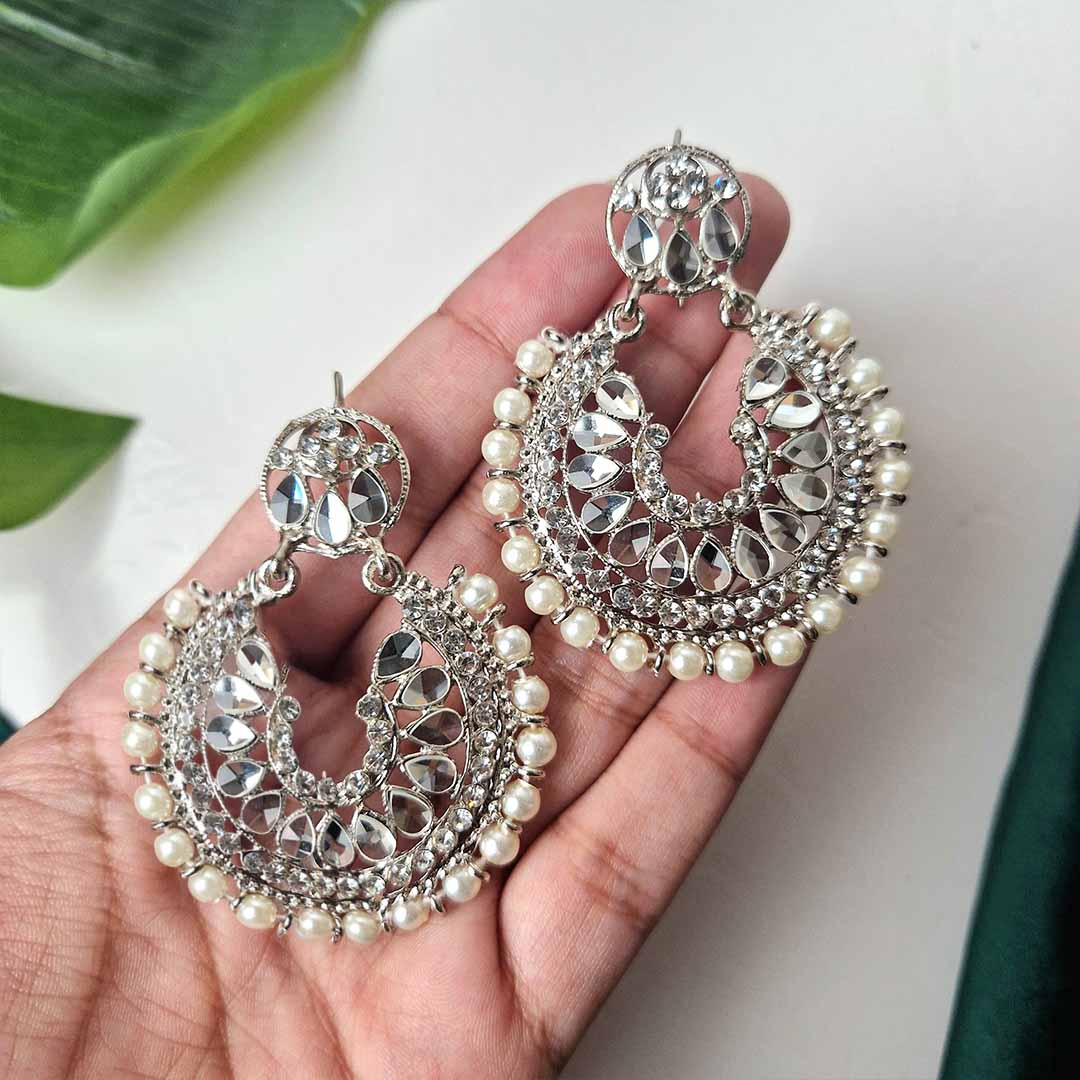 Sehar Earrings and Teeka Set(Silver)