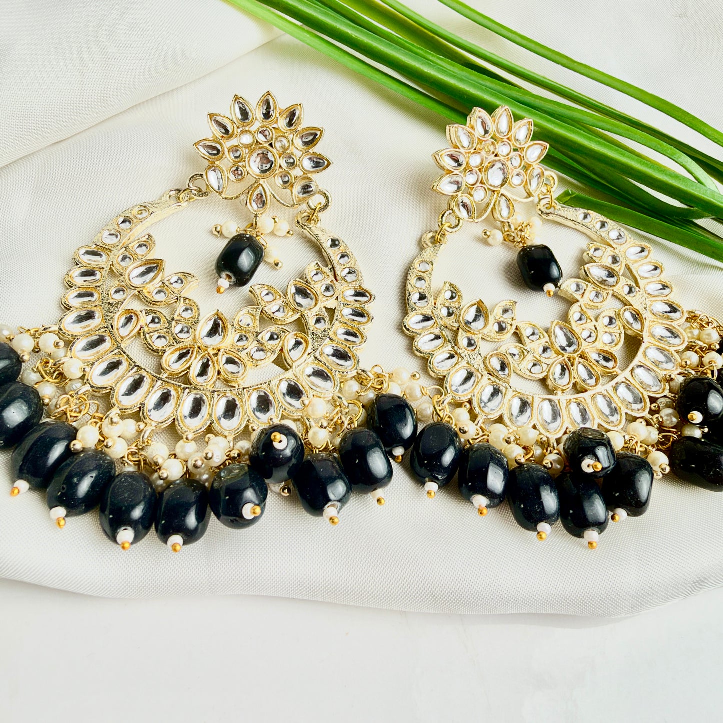 Sheesha Kundan Earring (Black)