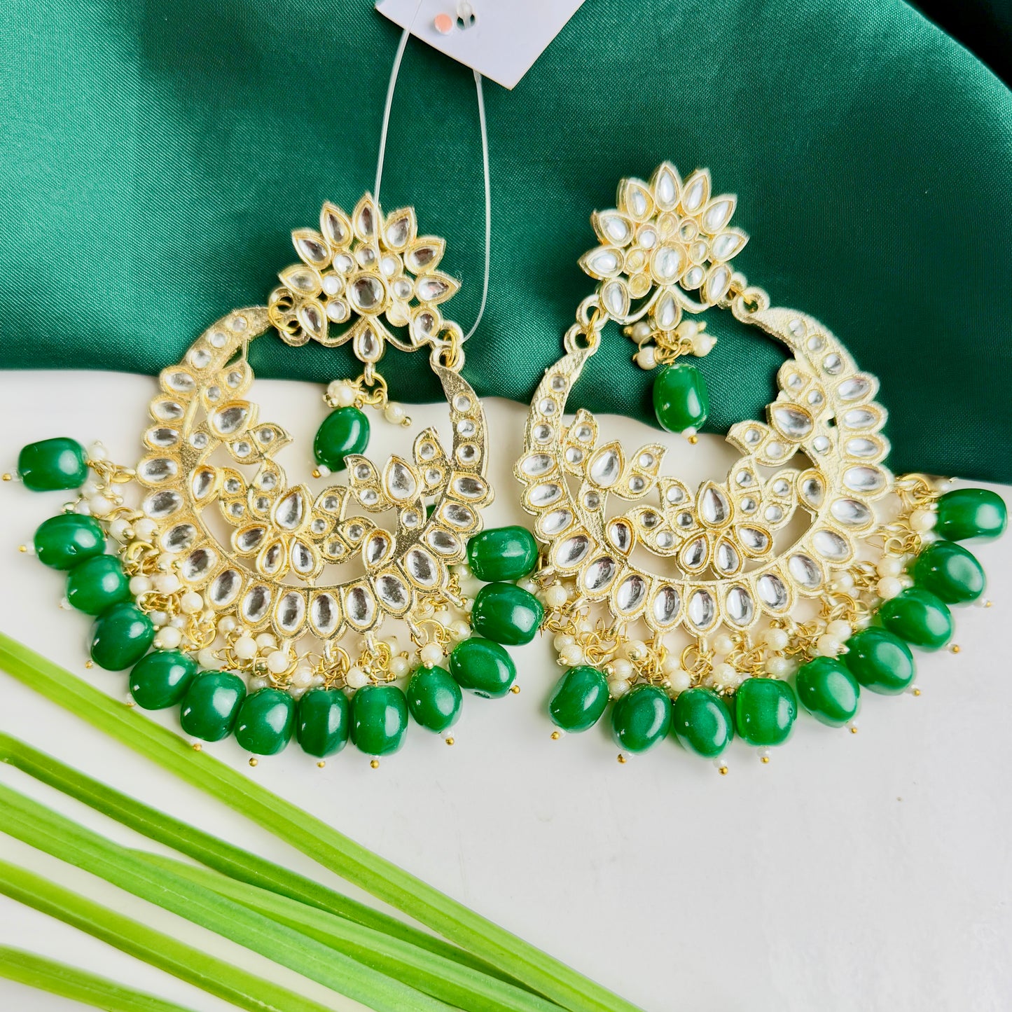 Sheesha Kundan Earring (Green)