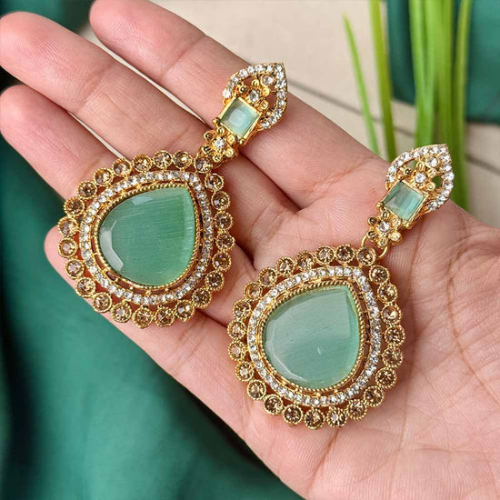 Silah Earrings (Golden Turquoise )