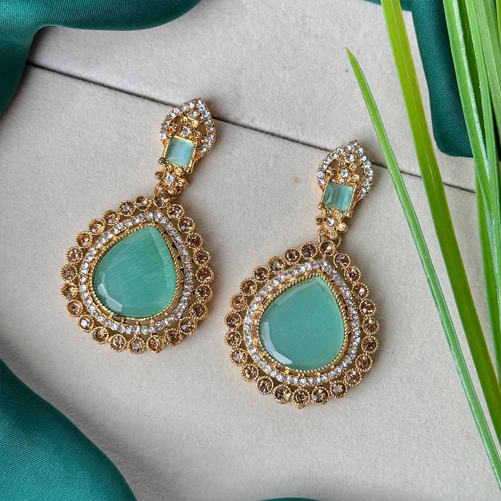 Silah Earrings (Golden Turquoise )