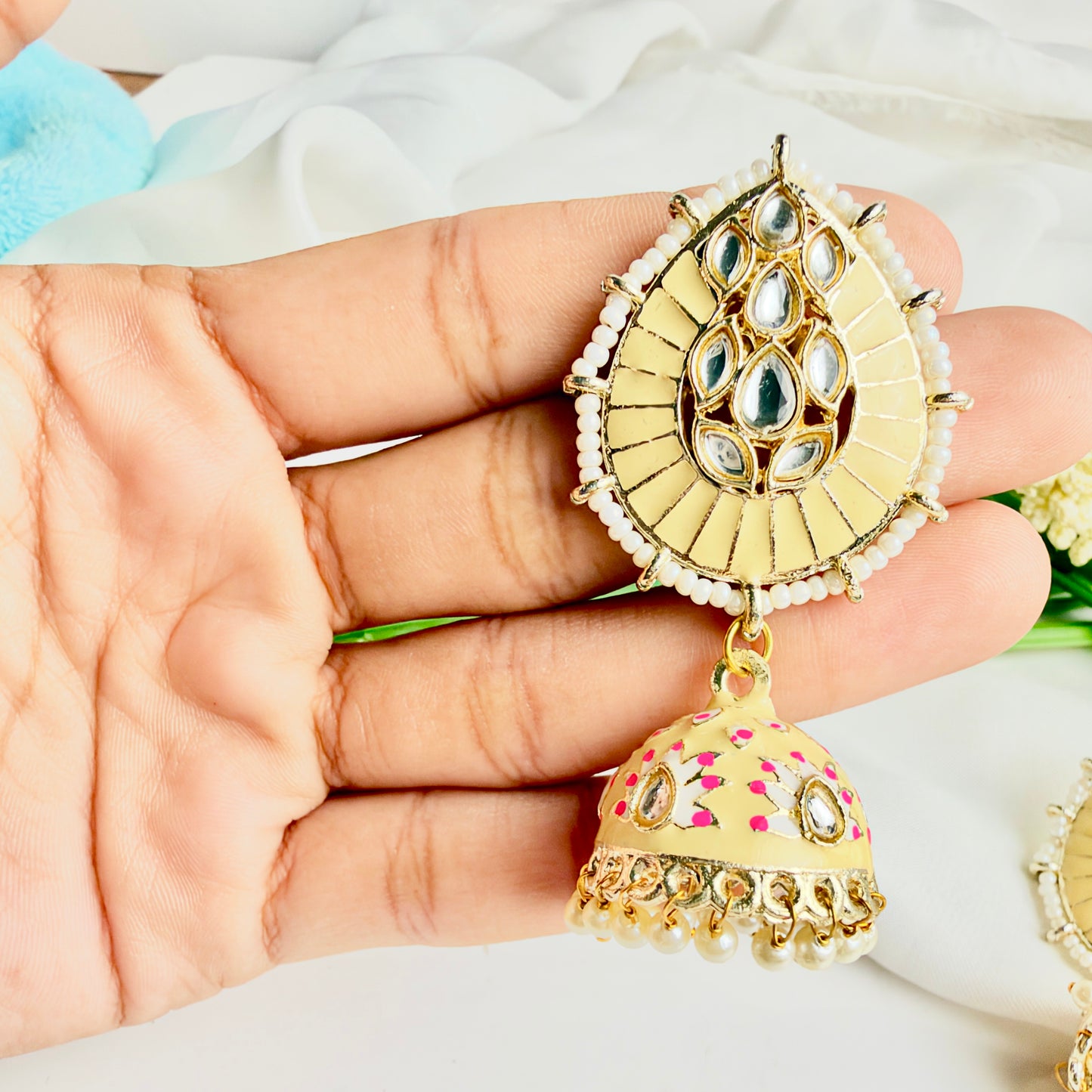 Sunshine Jhumka (Ivory Cream)