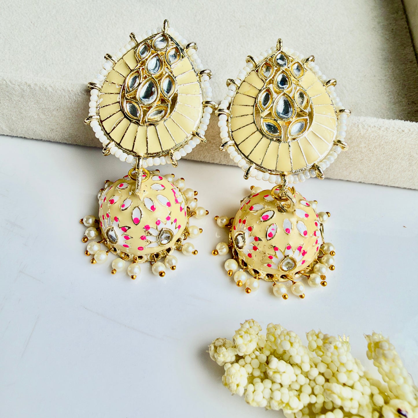 Sunshine Jhumka (Ivory Cream)