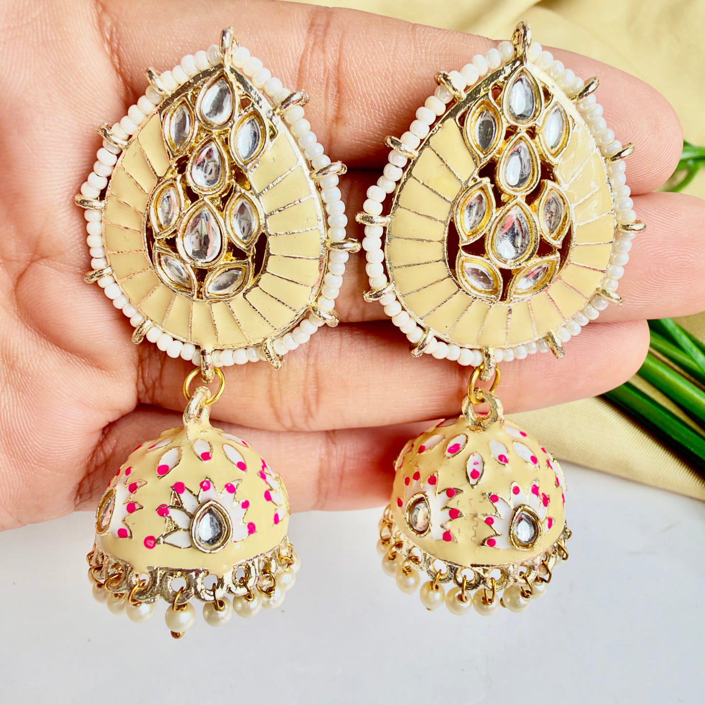 Sunshine Jhumka (Ivory Cream)