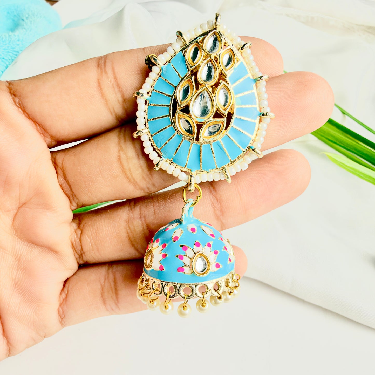 Sunshine Jhumka (Sky Blue)