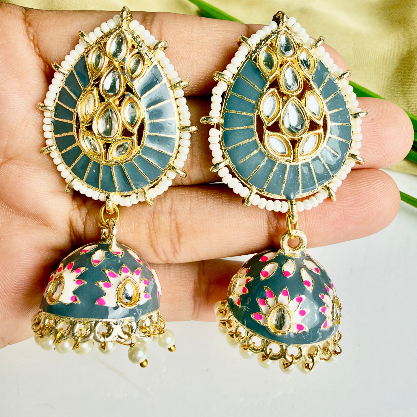 Sunshine Jhumka (Teal Blue)