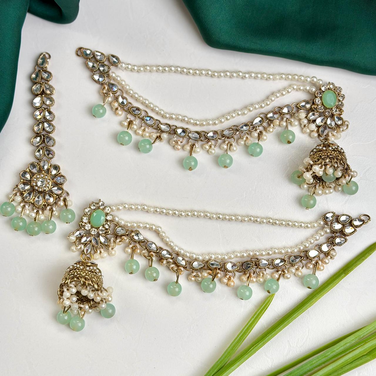 Ayesha jhumka earrings (Turquoise )