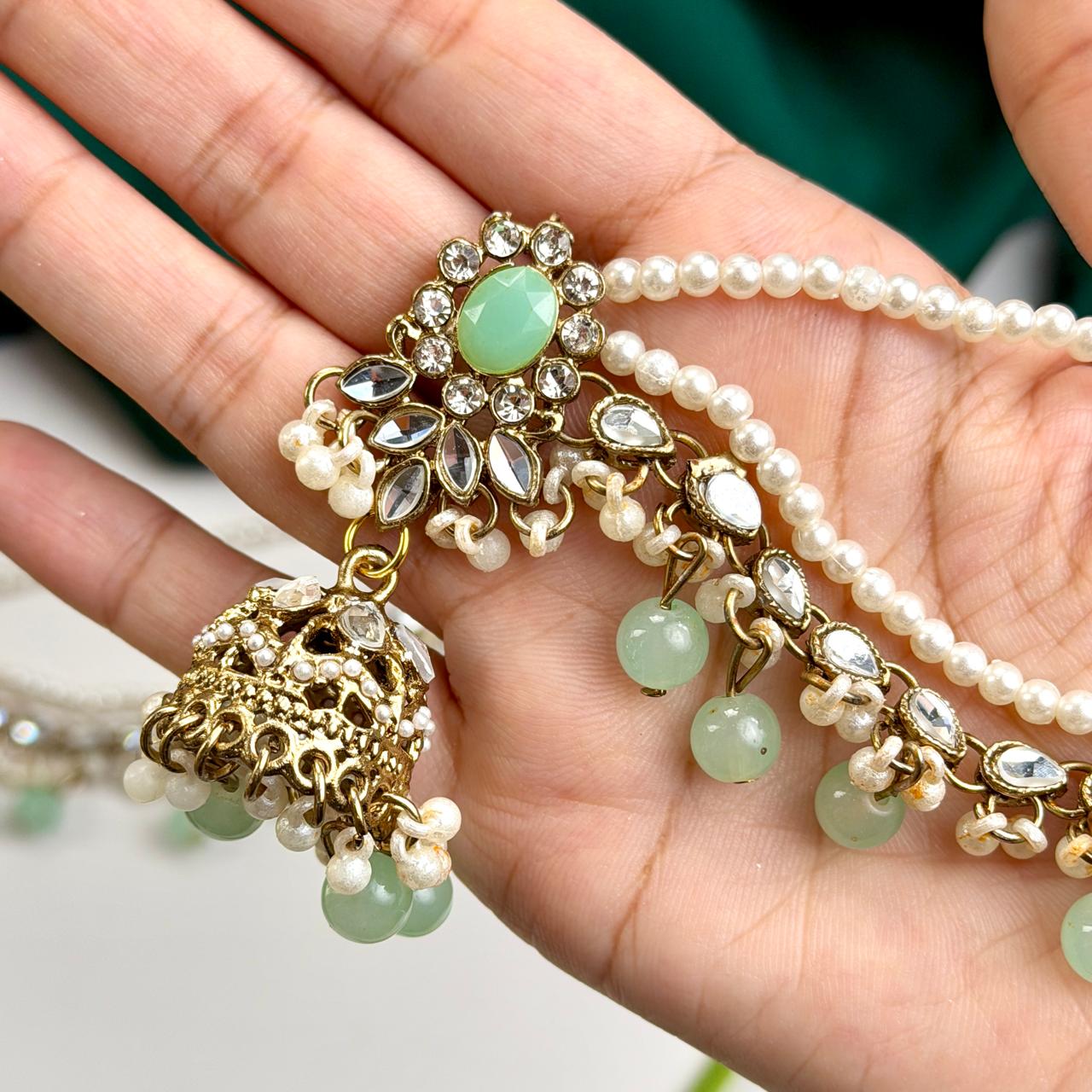 Ayesha jhumka earrings (Turquoise )