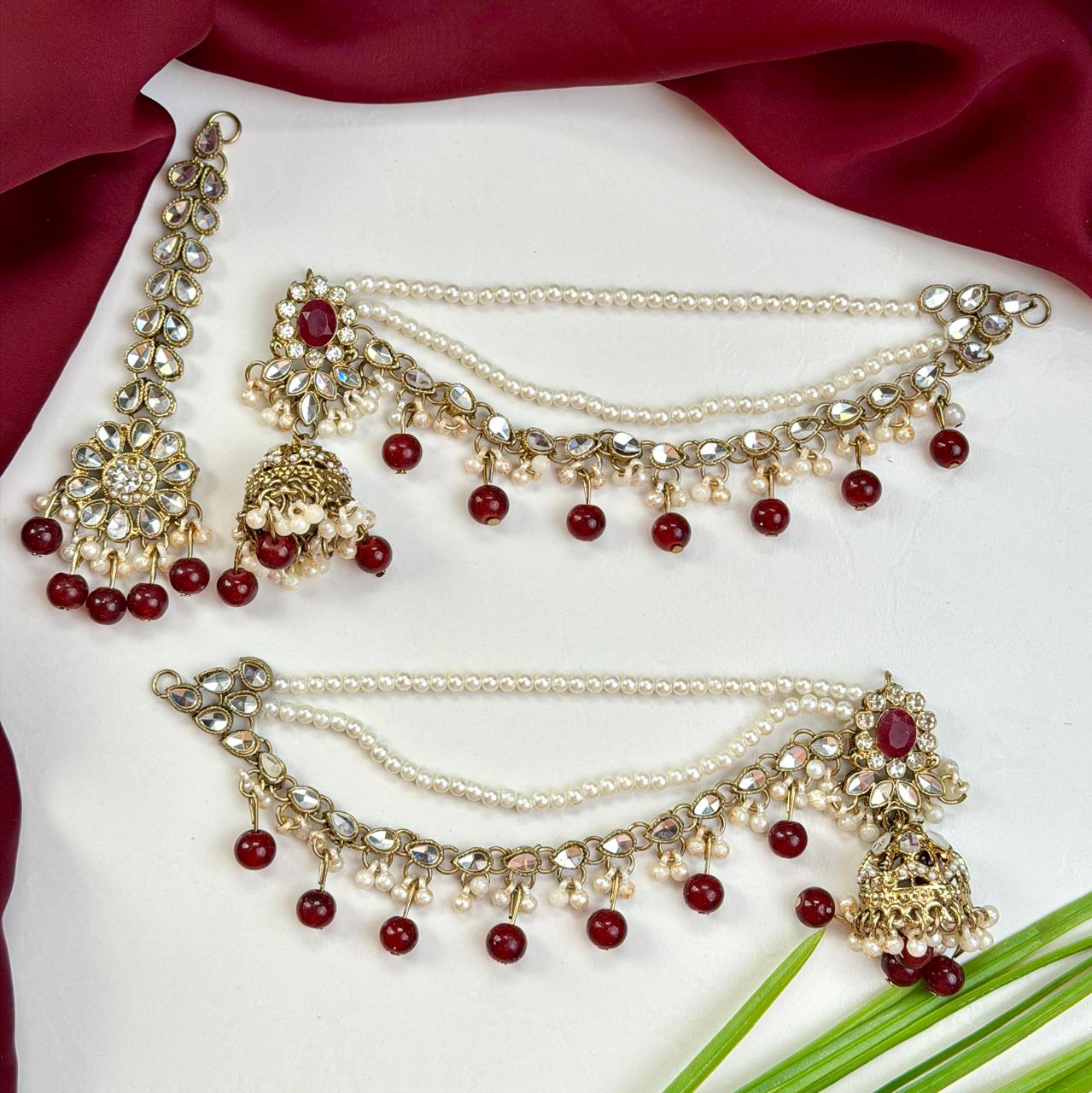 Ayesha jhumka earrings (Maroon)