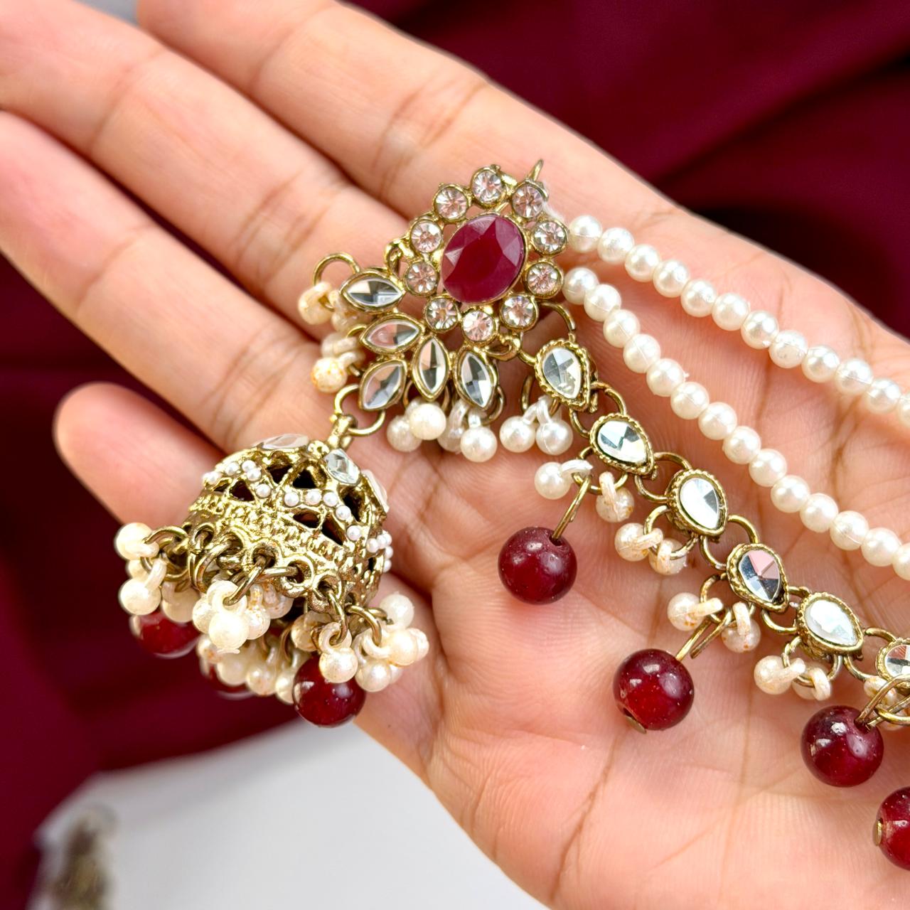 Ayesha jhumka earrings (Maroon)