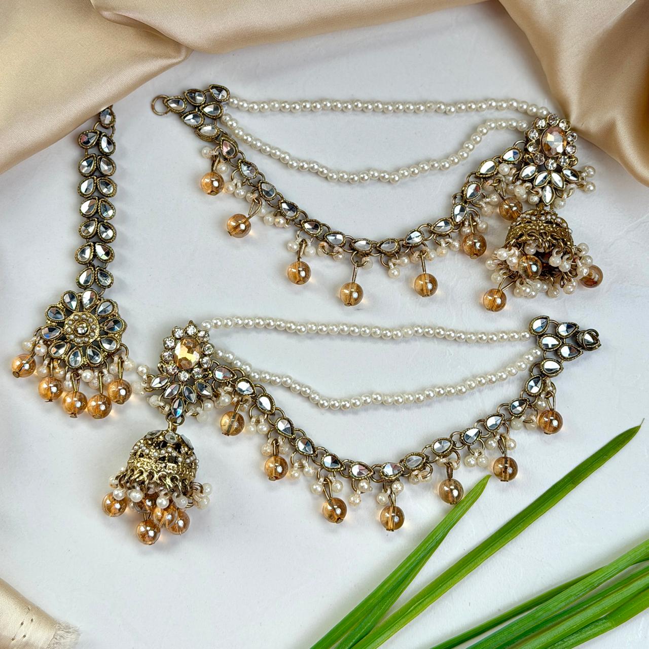 Ayesha jhumka earrings (Champagne )