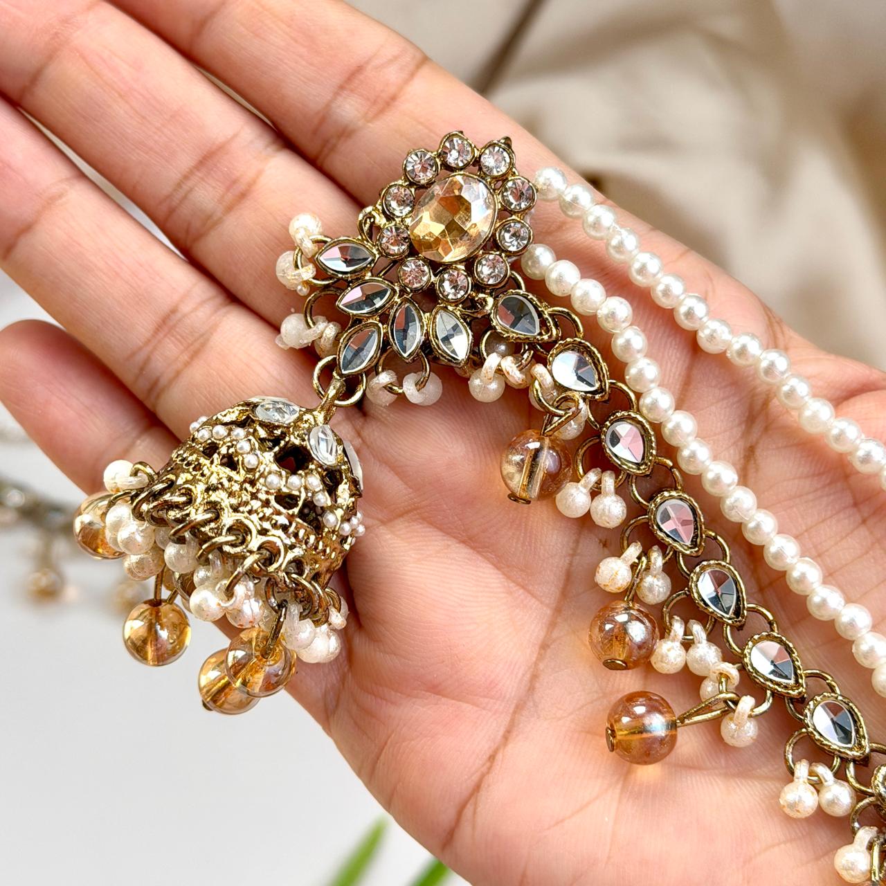 Ayesha jhumka earrings (Champagne )