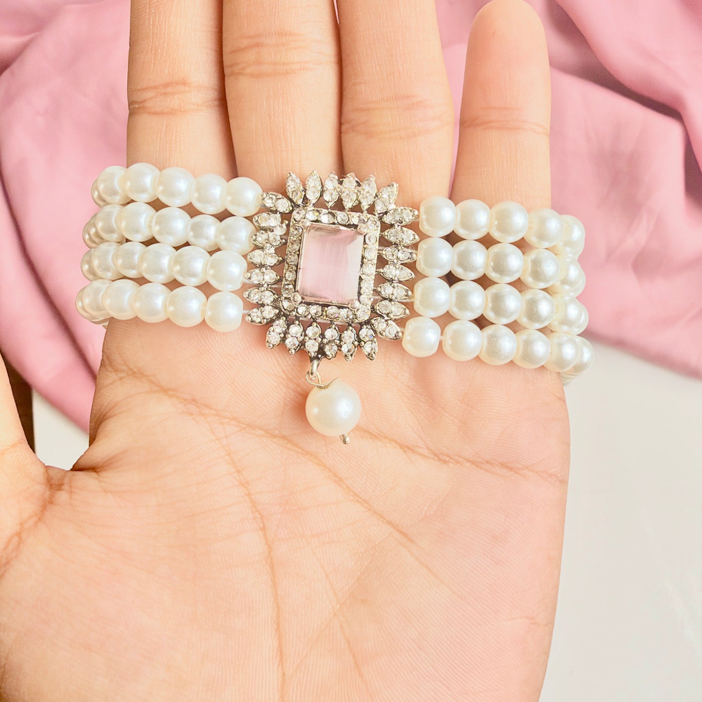 Zareen Silver Set (Baby Pink)