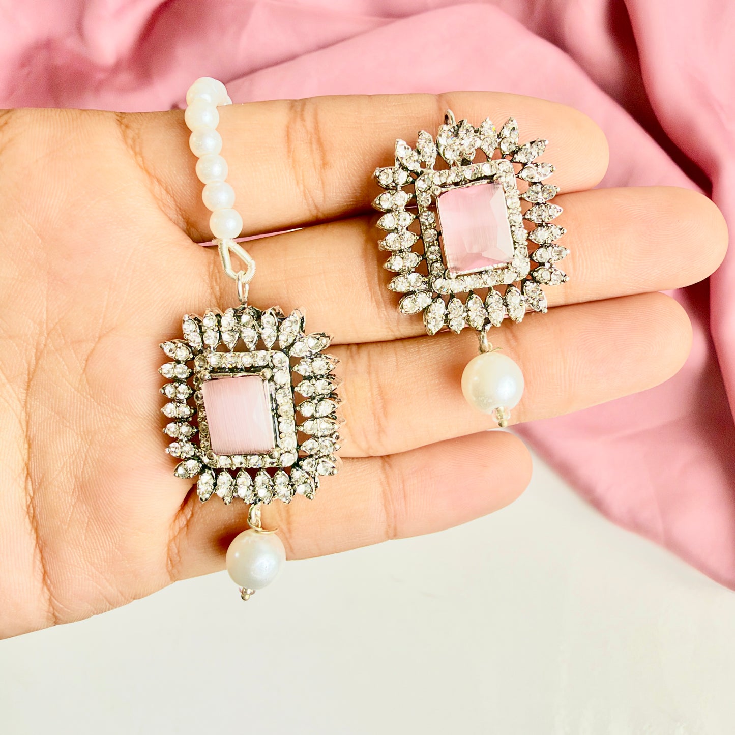 Zareen Silver Set (Baby Pink)