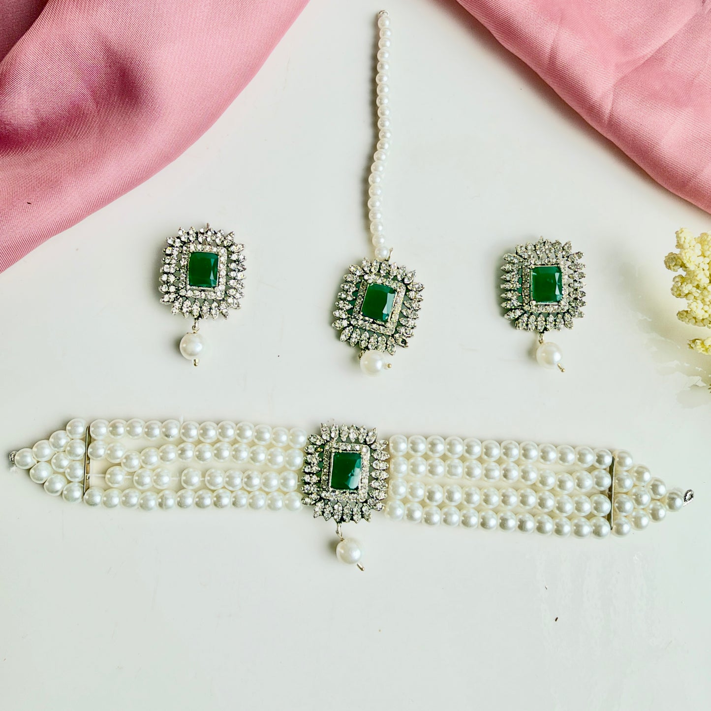 Zareen Silver Set (Green)