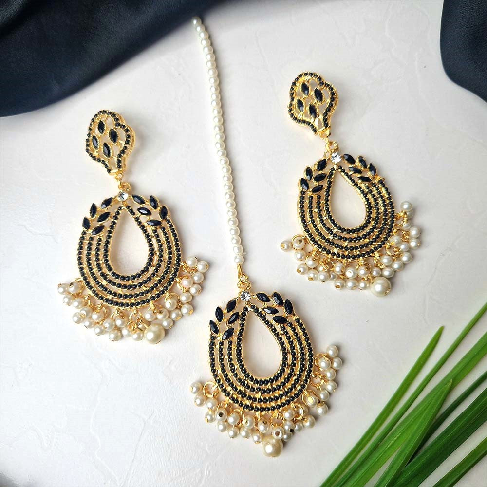 Afsa Earrings Teeka Set (Black)