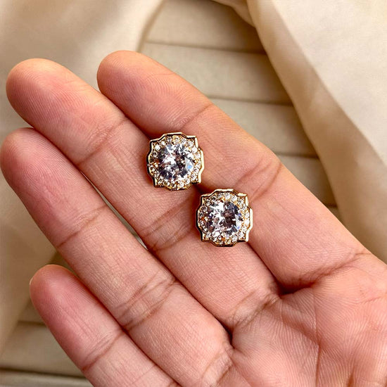 Asha Studs (Golden Crystal)