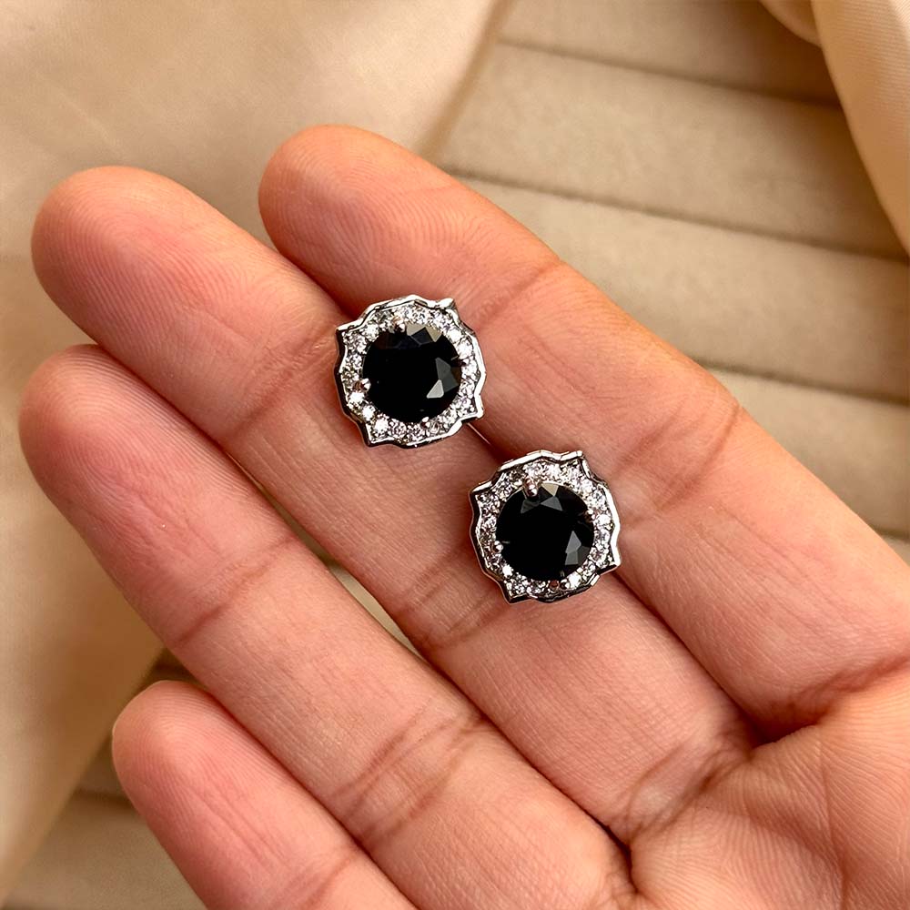 Asha Studs (Silver Black)
