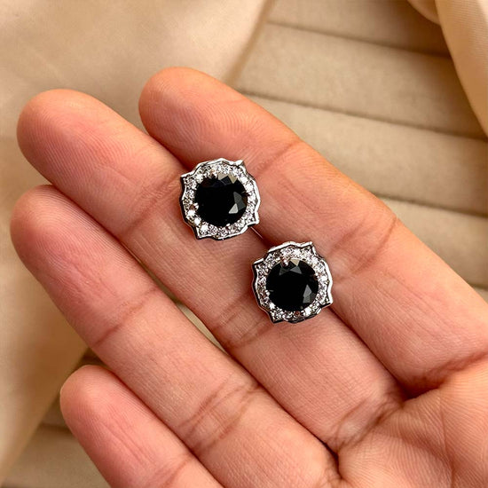 Asha Studs (Silver Black)