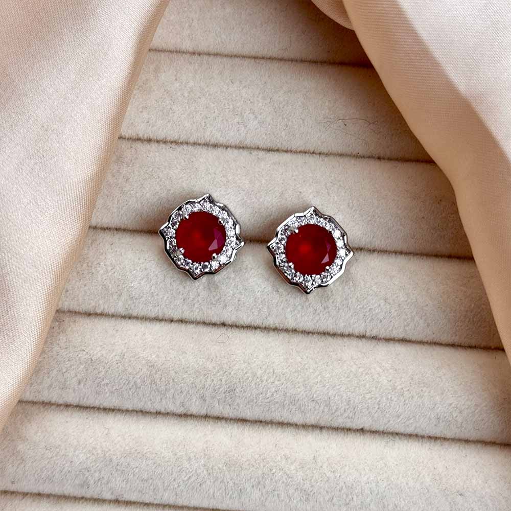 Asha Studs (Silver Maroon)