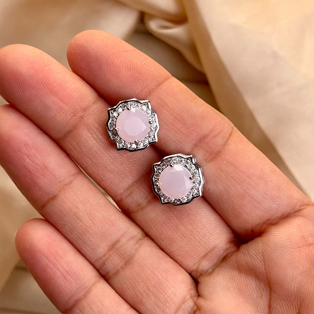 Asha Studs (Silver Pink)