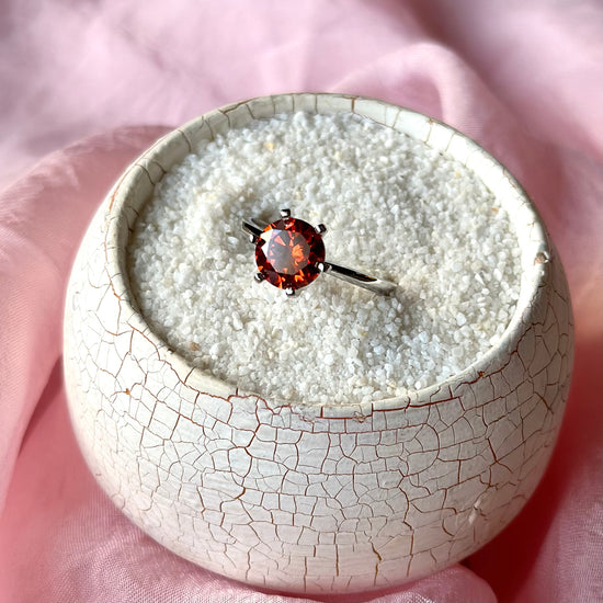 Single Stone Adjustable Ring (Red)