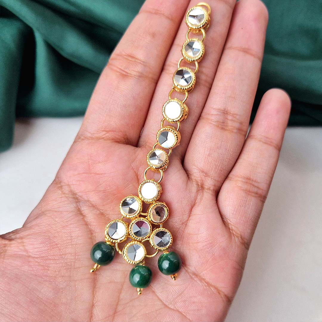Jeena Kundan Set (Green)