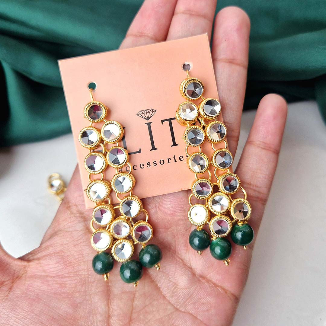 Jeena Kundan Set (Green)