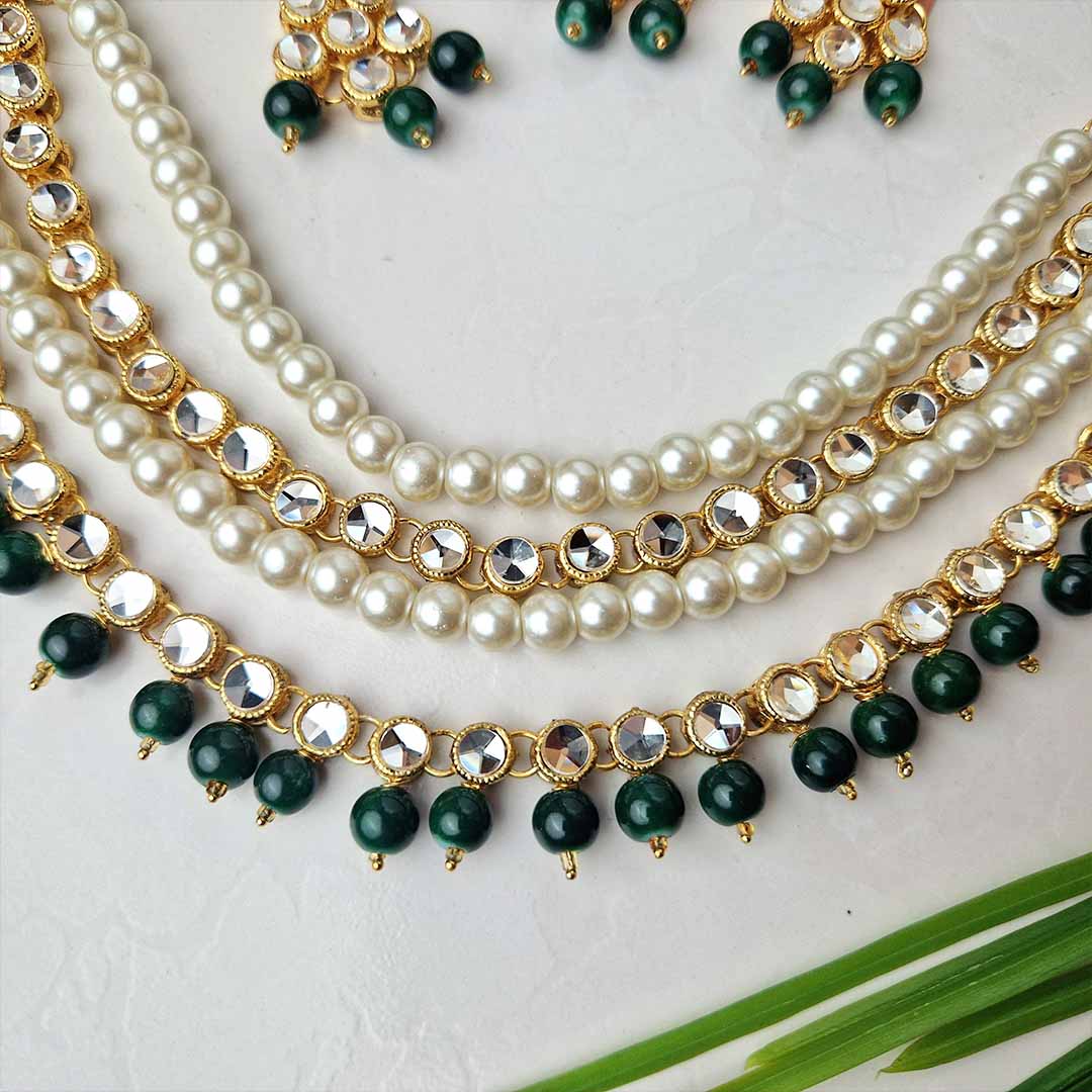 Jeena Kundan Set (Green)