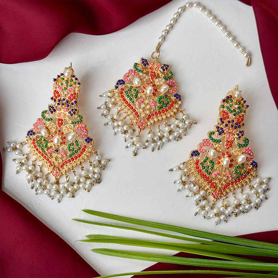 Naurattan Earring Teeka Set