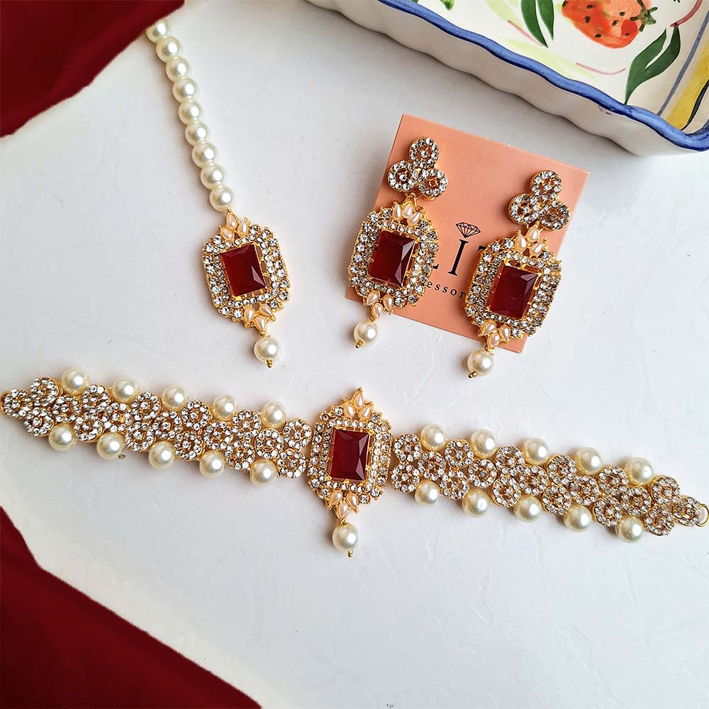 Nazneen Set (Golden Maroon)