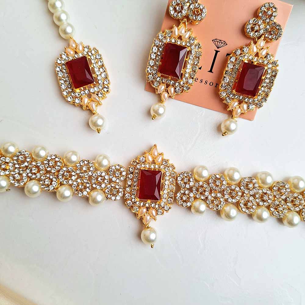 Nazneen Set (Golden Maroon)