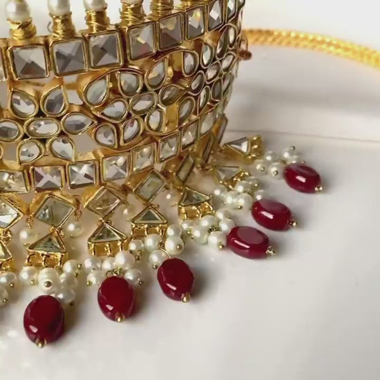 Load and play video in Gallery viewer, Aaniya Collar Set (Maroon)
