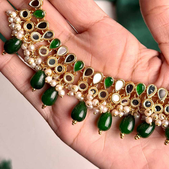 Priya Kundan Set (Green)