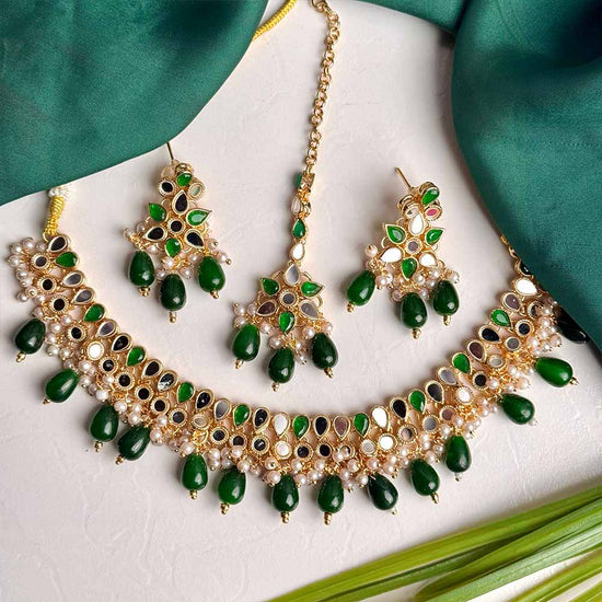 Priya Kundan Set (Green)
