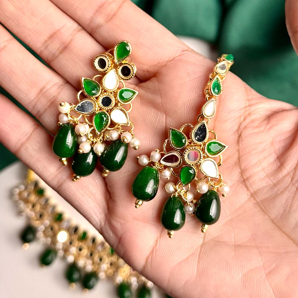 Priya Kundan Set (Green)