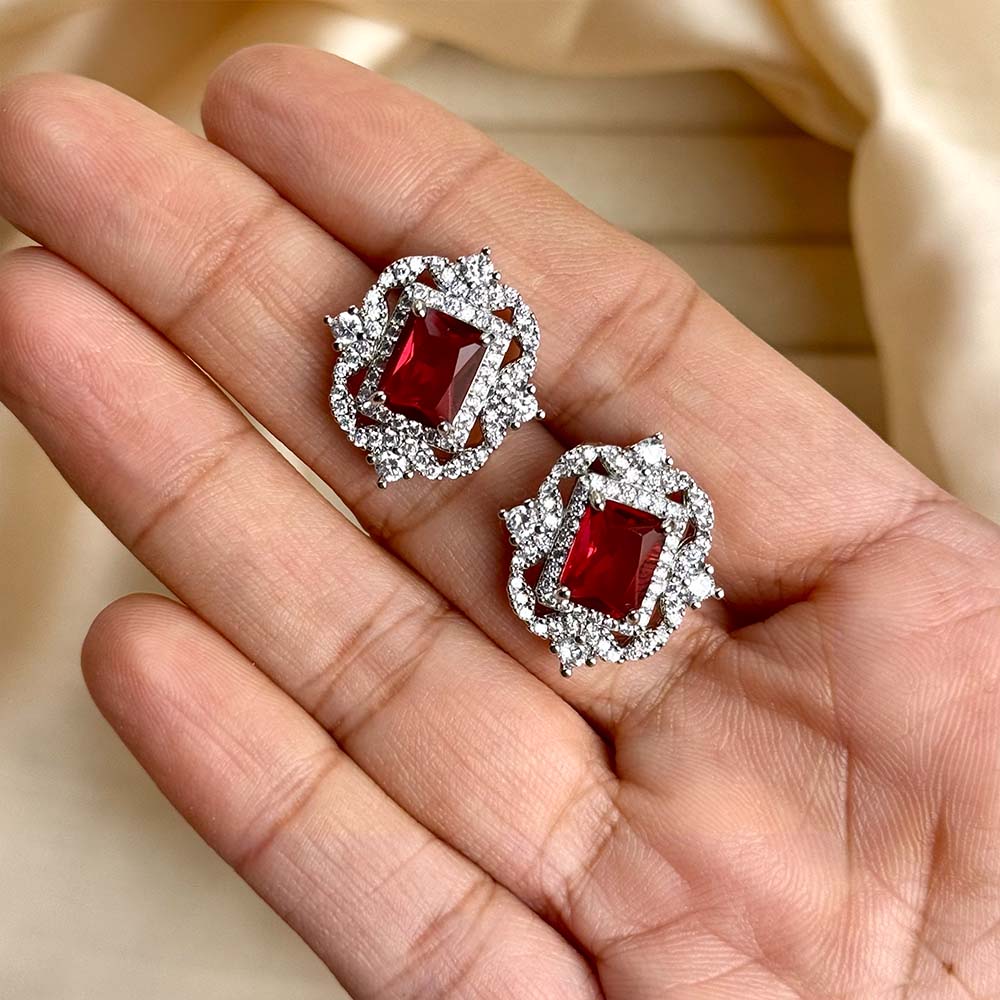 Ruya Studs (Silver Maroon)