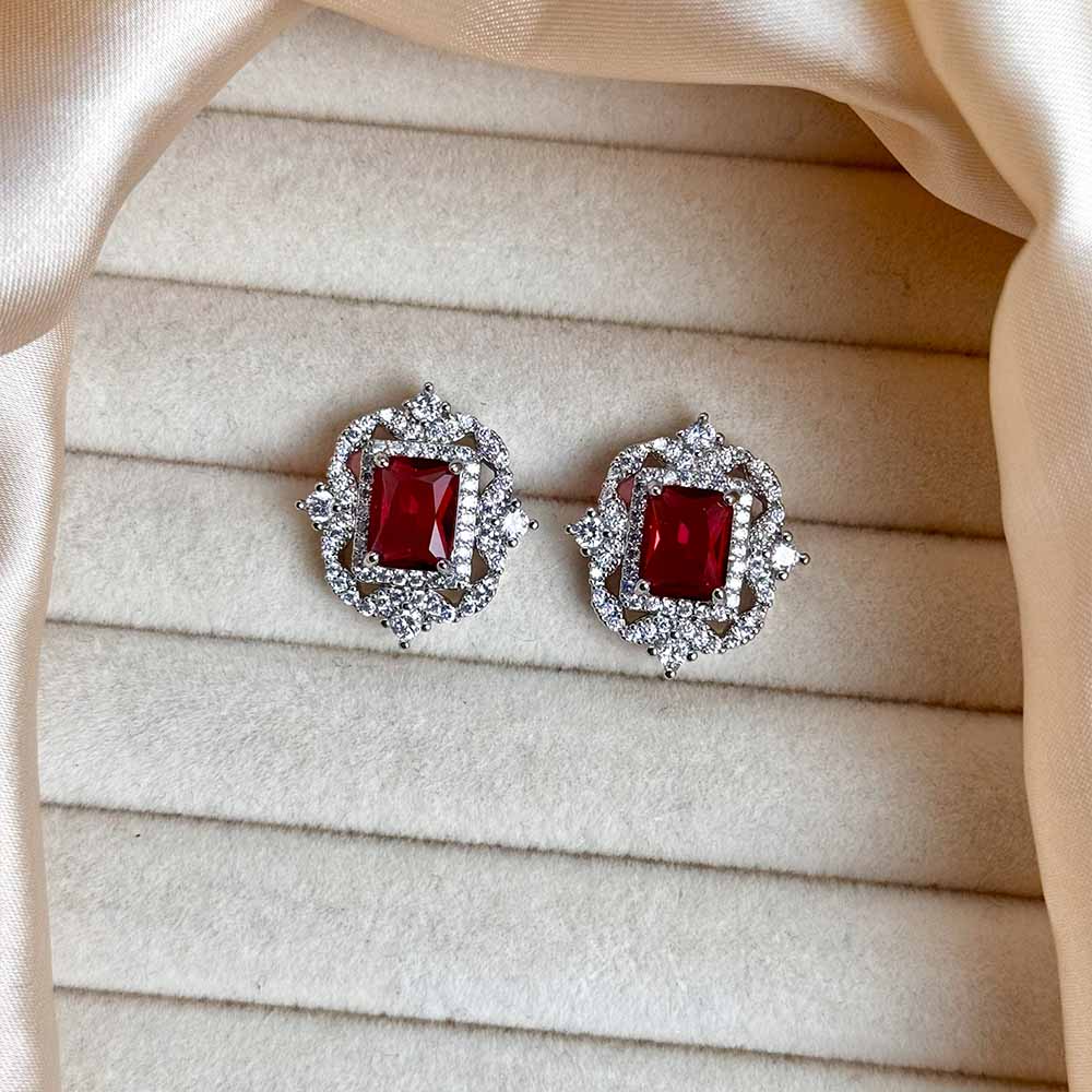 Ruya Studs (Silver Maroon)