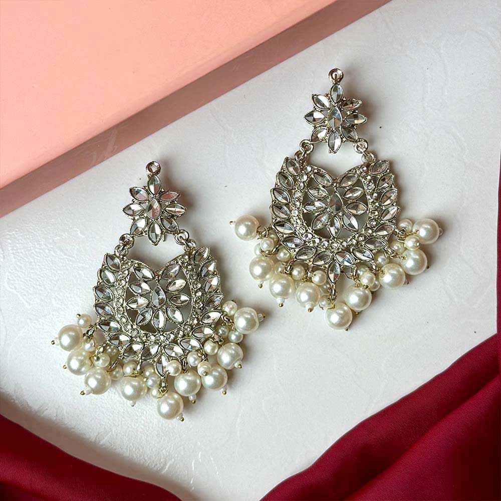 Sameera Earrings/Teeka Set Silver (Pearl)