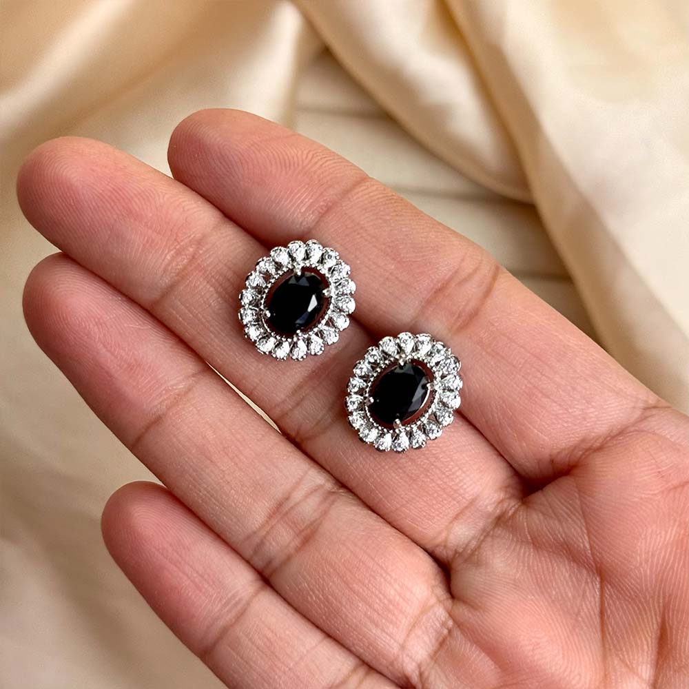 Zoey Studs (Silver Black)