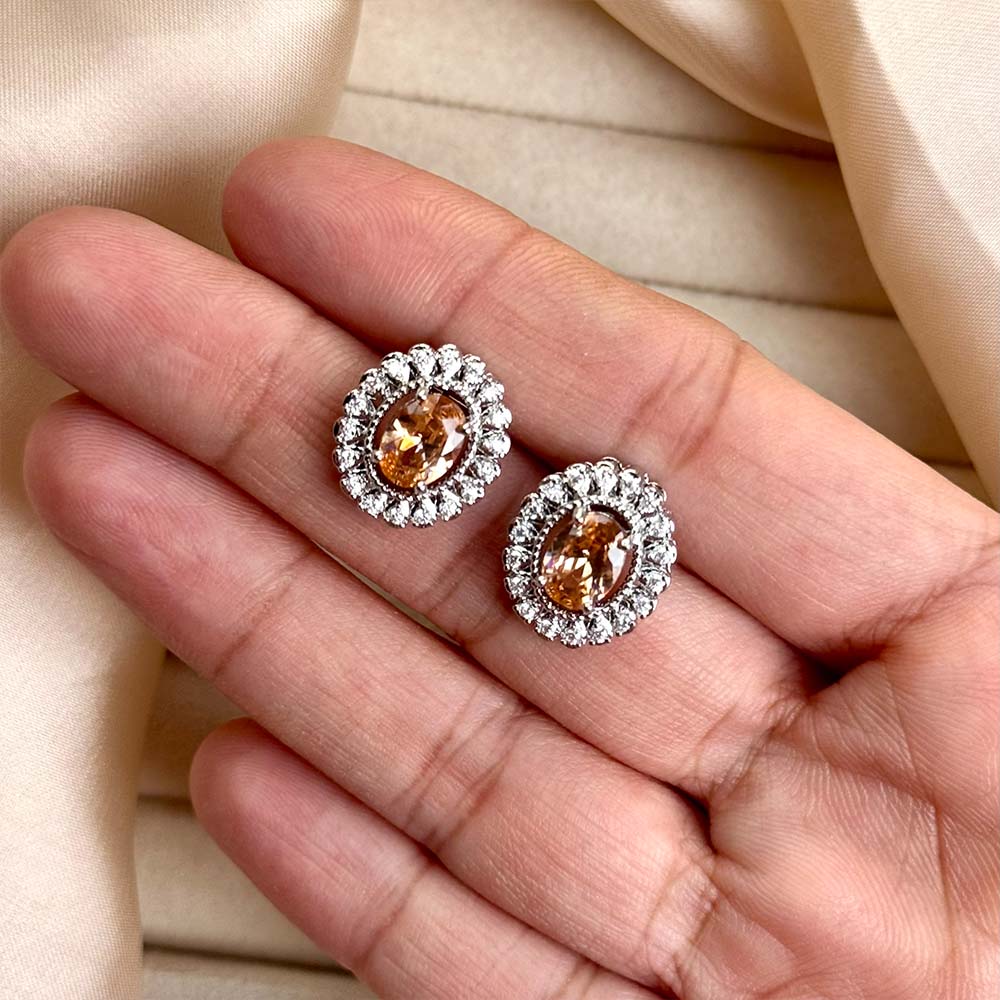 Zoey Studs (Silver Champagne)
