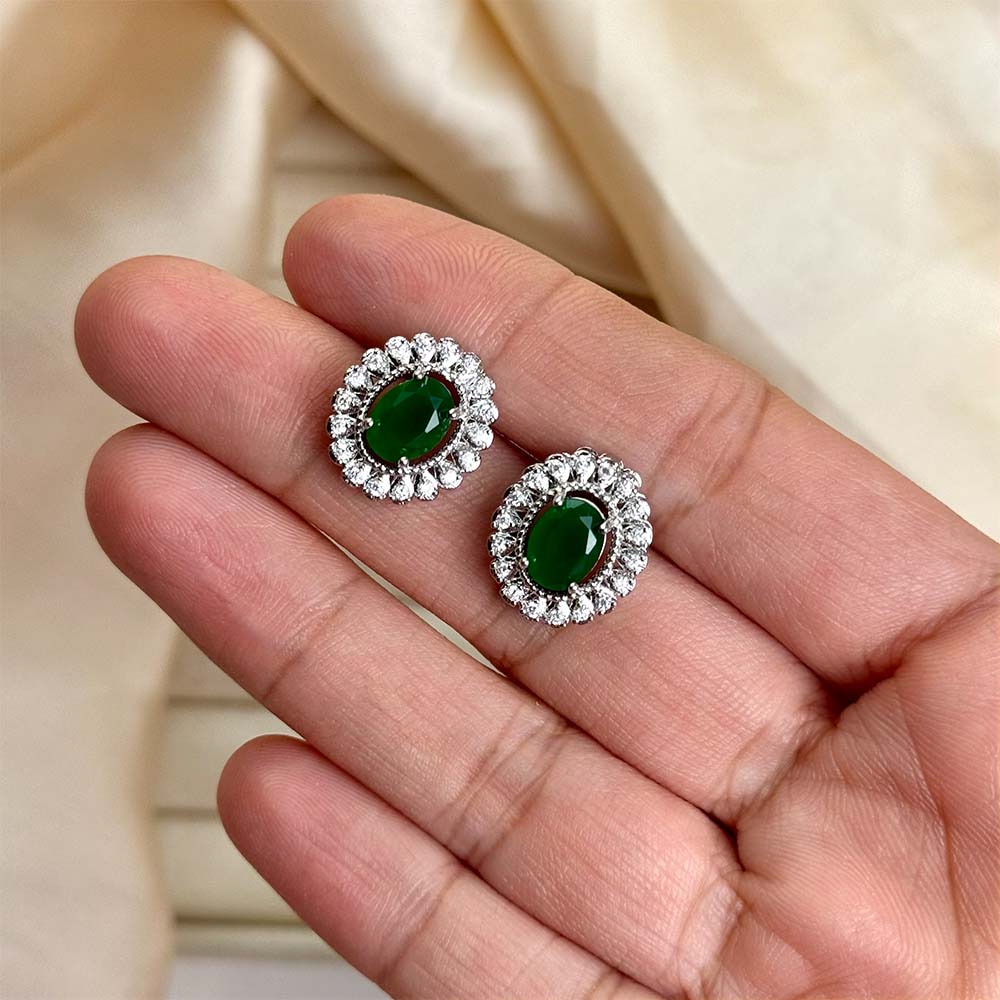 Zoey Studs (Silver Green)