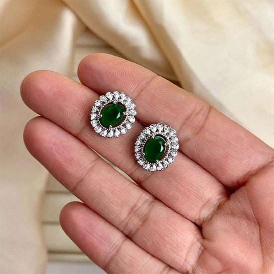 Zoey Studs (Silver Green)