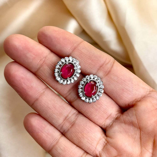 Zoey Studs (Silver Red)